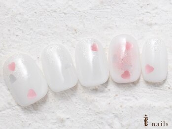 アイネイルズ 横浜WEST店(I-nails)/白チークハートホロ8480円