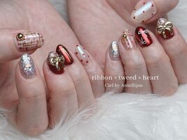 ハートこっくりネイル