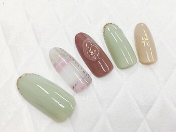 グラマーネイル(Glamor nail)/ワンカラーxチェック柄