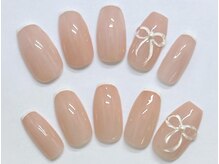ファストネイル 府中ル・シーニュ店(FAST NAIL)/リボン &nbsp;ピンク ベージュ 韓国