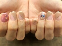 プラハネイル(+HER 美甲)/フラワーアート×オーロラネイル