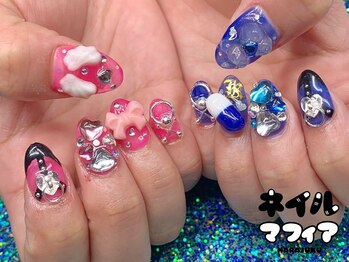 ネイルマフィア 渋谷(NAIL MAFIA)/アシメパーツ盛りネイル