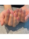 ピンク×フラッシュアシメネイル
