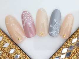 クリスマス　手描き　雪の結晶