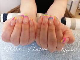 レインボー×フレンチネイル