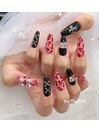ブラック×ピンクわがままネイル