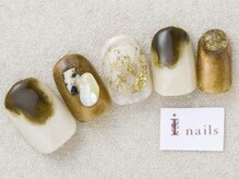 アイネイルズ 三宮店(I nails)/もやもやカーキネイル￥8000