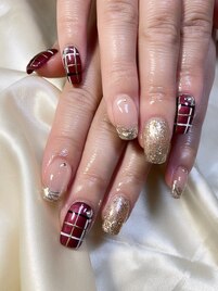 冬ネイル/チェックネイル