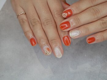 オレンジニュアンスネイル