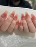 ☆自爪に優しいパラジェル込★ チークネイル+ストーン２個付き　¥5980