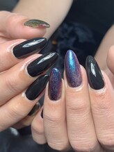 レディグリッター(Lady glitter)/ブラック×メタリックラメネイル