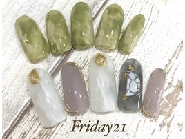 左右非対称春ネイル
