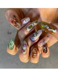 ちぐはぐ10本フリーアートネイル