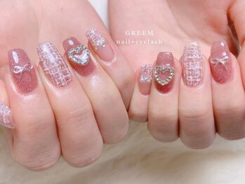 ピンクツイードネイル