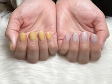 ヒールネイル(heal nail)/アシメ もやもや黄×紫～