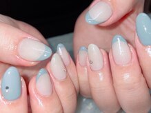 ステムネイル 下北沢(stem nail)/グレー　ホワイト　フレンチ