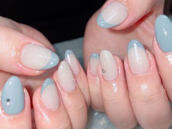 ステムネイル 下北沢(stem nail)/グレー ホワイト フレンチ