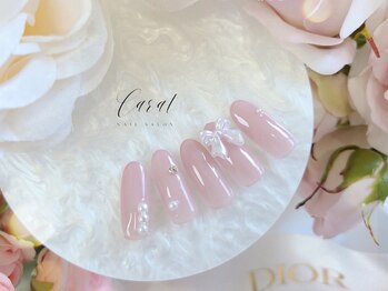 ちゅるんピンク×パールデザイン