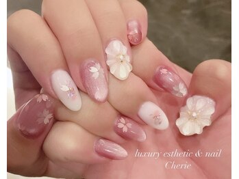 フラワーネイル/埋め込み桜ホロ