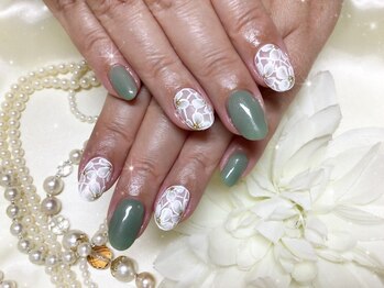 ウィズ フェリーク/レース風ネイル　グリーン