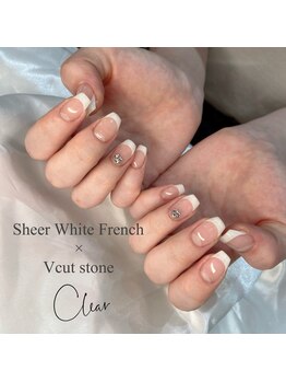 クリア なんば店(Clear)/乳白フレンチ×Vカット