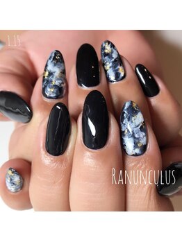 ラナンキュラス(Ranunculus)/ブラック×ホワイト【マーブル】