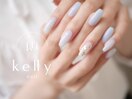 clearブルー flower nail