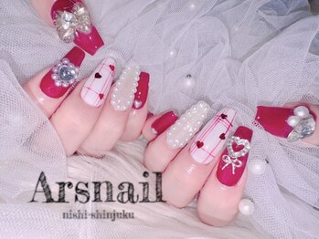 アルスネイル(Ars nail)/バレンタインチェックネイル