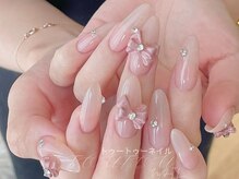 トゥートゥー(TOUTOU)/リボンxベージュピンクxVカット