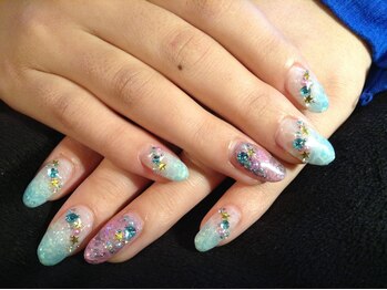 夏・海・水面・泡ネイル