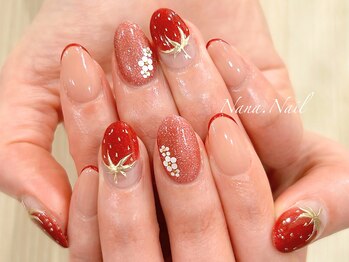 ナナネイル(Nana.Nail)/大人女子「いちご狩り」ネイル1