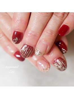 たゆ ネイル(たゆnail)/ボルドーミラーネイル