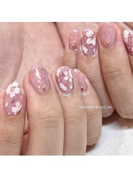 ネイルサロン ローズキュート シュシュ(NailSalon RoseCute chou chou)の写真/【デザインコース￥9900→￥8800】初回オフ無料！甘皮ドライケア付き◎30種類以上のデザインから選べる☆