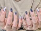 ブルーチェックネイル