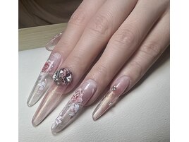 水彩花デザインネイル