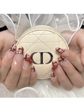 サロンドゥードゥー(SALON DOUDOU)/チェック×赤ネイル