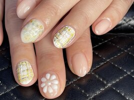 3Dフラワー　春ツイード　マット