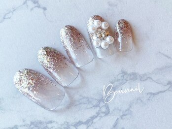ボネール(nail ＆ eyelash Bounail)/ラメグラ　パールネイル