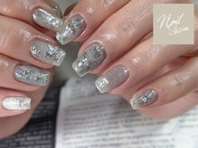 ネイルセッション(nail session)/アイスブルーニュアンスフラワー