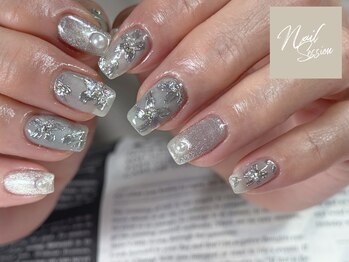 ネイルセッション(nail session)/アイスブルーニュアンスフラワー