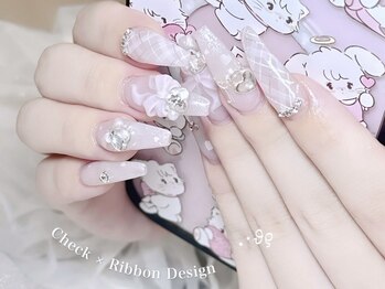 リンドネイル バイ モカ アンド ララ(Lind nail by moca and LaLa)/【mizuki】ピンクチェックネイル