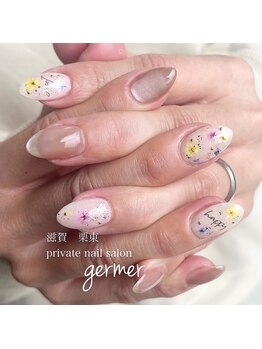 ジェルメ(germer)/マグネットとフラワーネイル