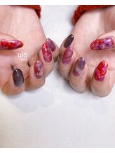 ウロネイルズ(ulo nails)/赤のフラワーデザイン