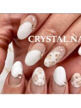 クリスタルネイル ボンベルタ橘店(CRYSTAL NAIL)/ヒョウ柄フレンチネイル