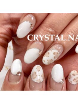 クリスタルネイル ボンベルタ橘店(CRYSTAL NAIL)/ヒョウ柄フレンチネイル