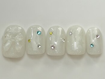 ネイルメゾン 天神店(NAIL MAISON)/リボンキラキラストーン夏¥7550