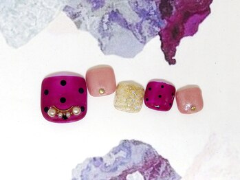 ネイルライフ(NailLife)/シースルードットピンク フット