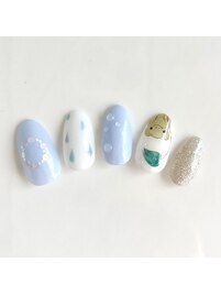 しずく　カエル　手描き　ホロ