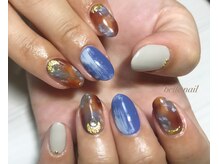 ベルビューティー(belle beauty)/Cloud ネイル☆差し色ブルーで☆