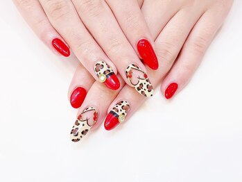 ネイルコレクション ピンク(Nail Collection Pink)/豹柄ハート★付放題ジェル¥10990